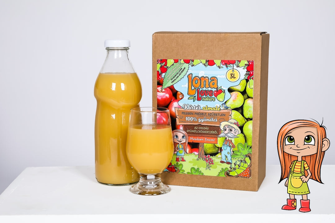 Lona - KÖRTE - Alma (20-80%) gyümölcslé -3 liter -dobozban